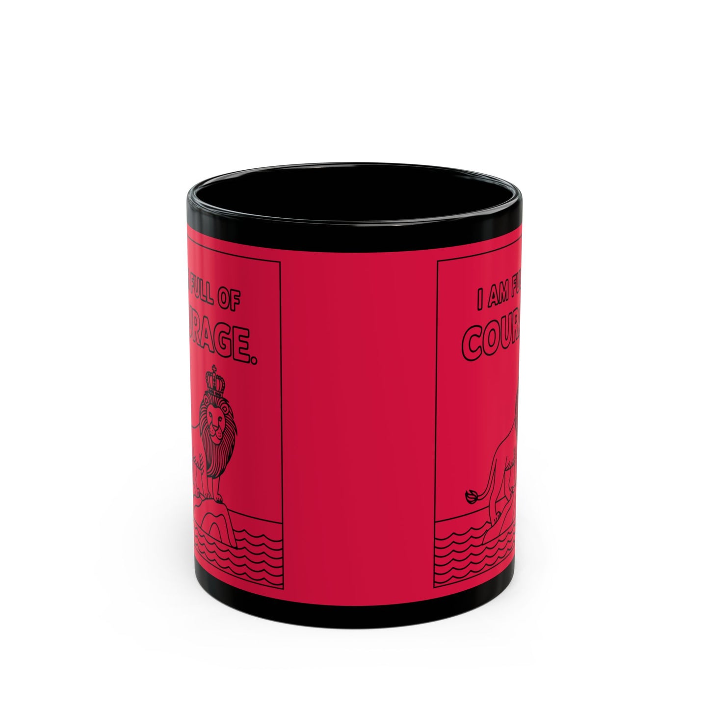 Red Full of Courage Lion Affirmation Mug