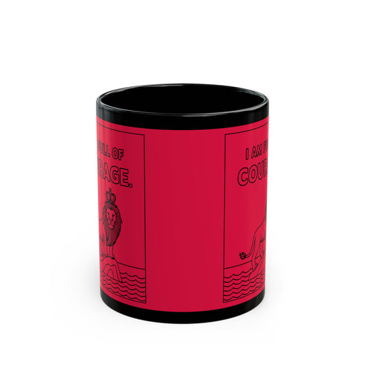 Red Full of Courage Lion Affirmation Mug
