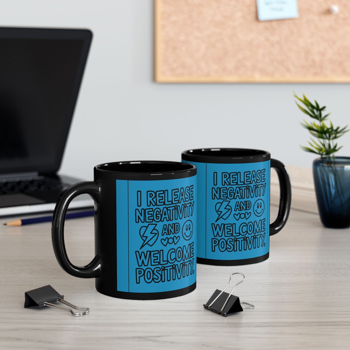 I Release Negativity and Welcome Positivity — Blue Design Ceramic Mug