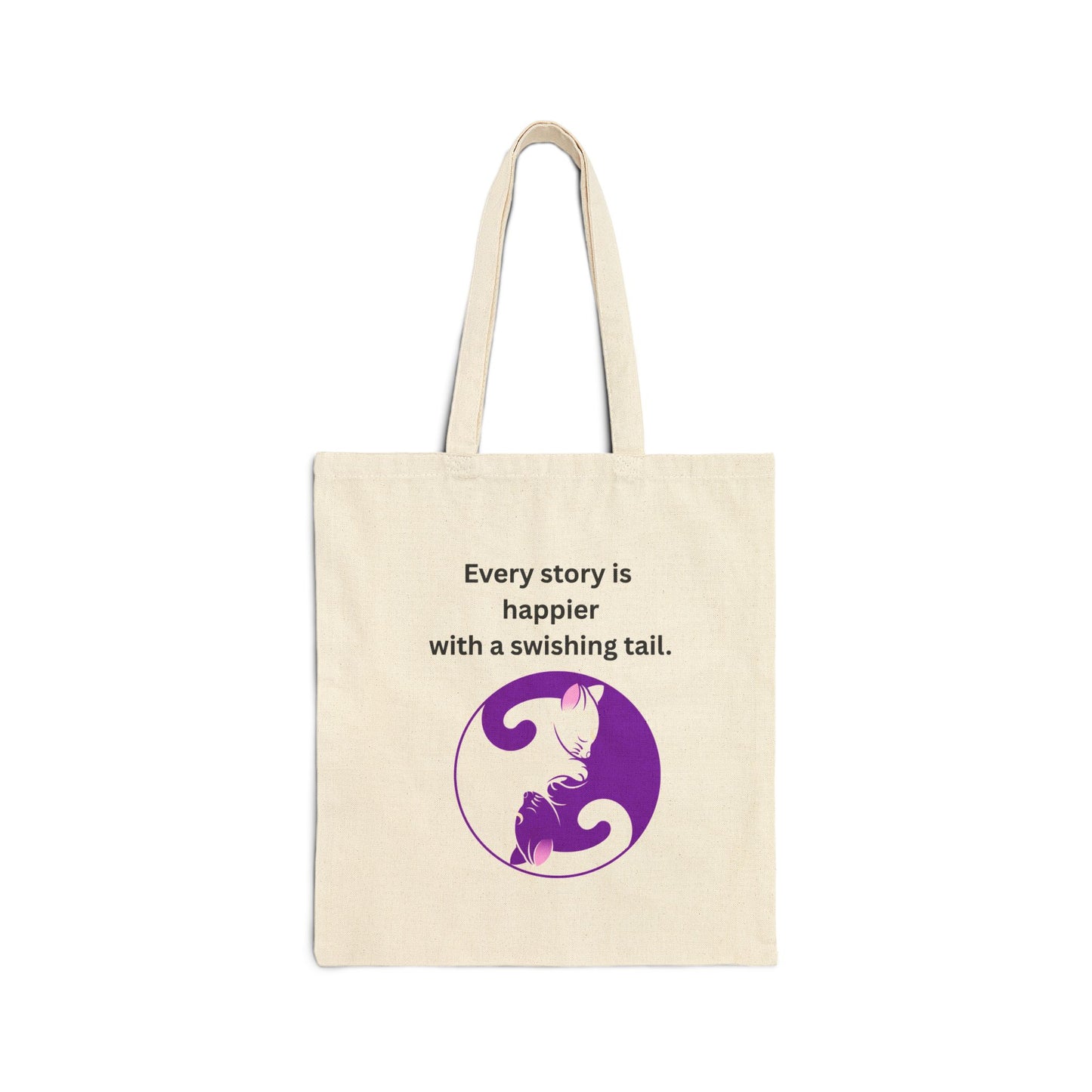 Every Story Is Happier With a Swishing Tail — Yin Yang Cats Cotton Canvas Tote Bag
