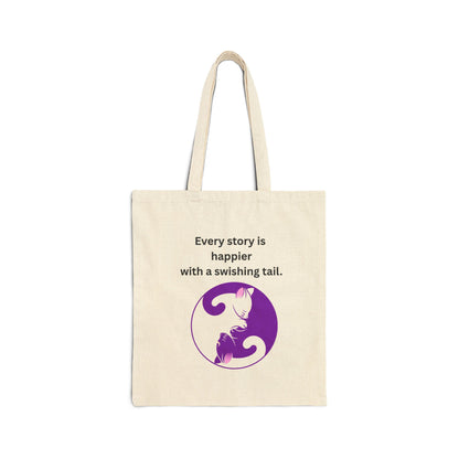 Every Story Is Happier With a Swishing Tail — Yin Yang Cats Cotton Canvas Tote Bag