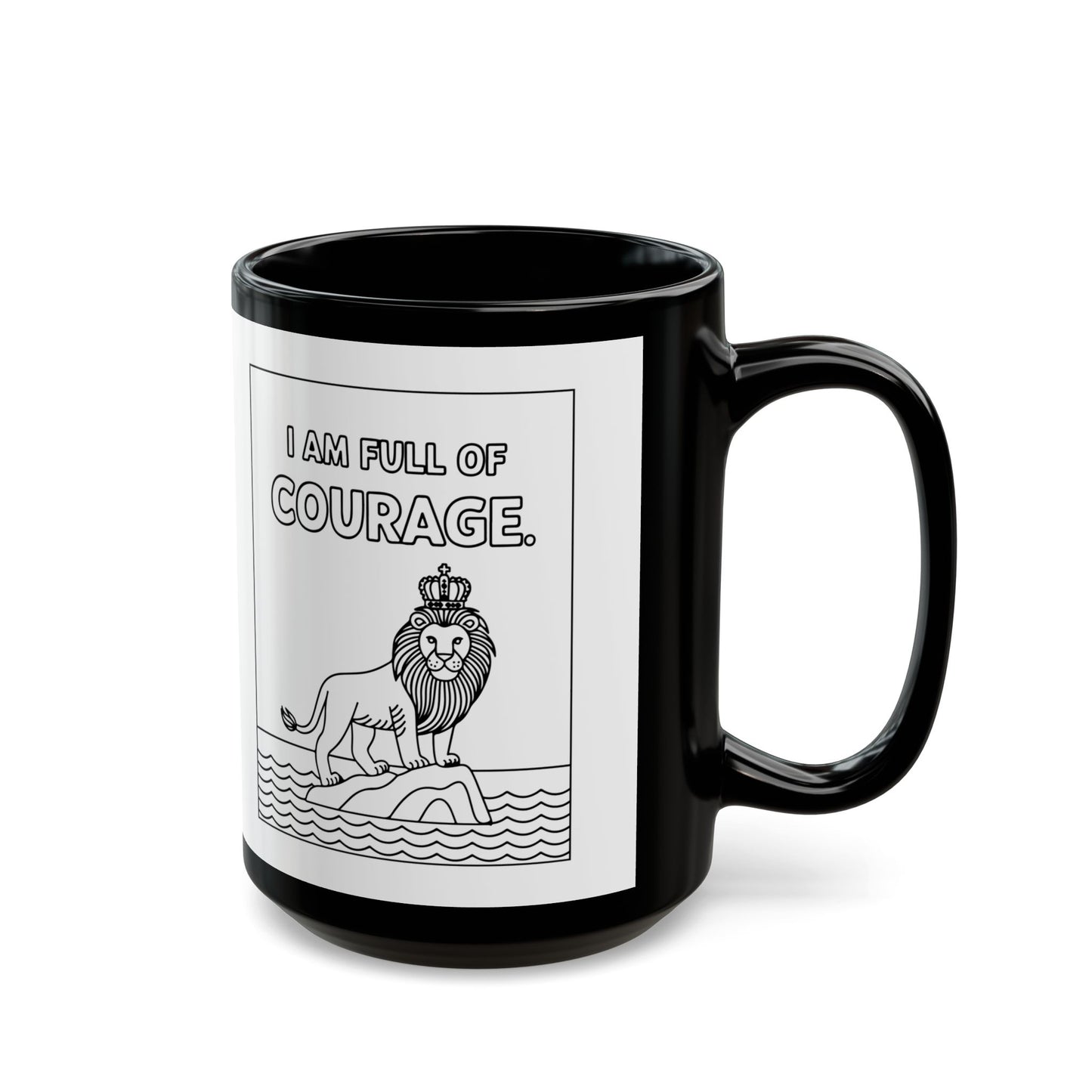 White Full of Courage Lion Affirmation Mug