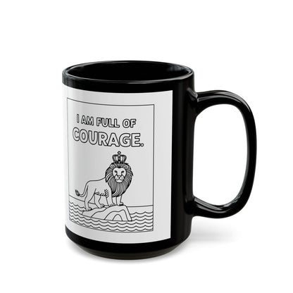 White Full of Courage Lion Affirmation Mug