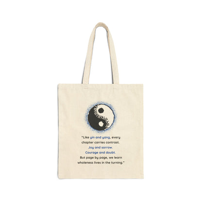 Inspirational Yin and Yang Quote Cotton Canvas Tote Bag – Mindful and Stylish Everyday Carry