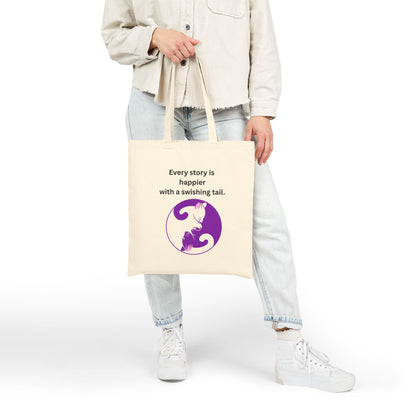 Every Story Is Happier With a Swishing Tail — Yin Yang Cats Cotton Canvas Tote Bag