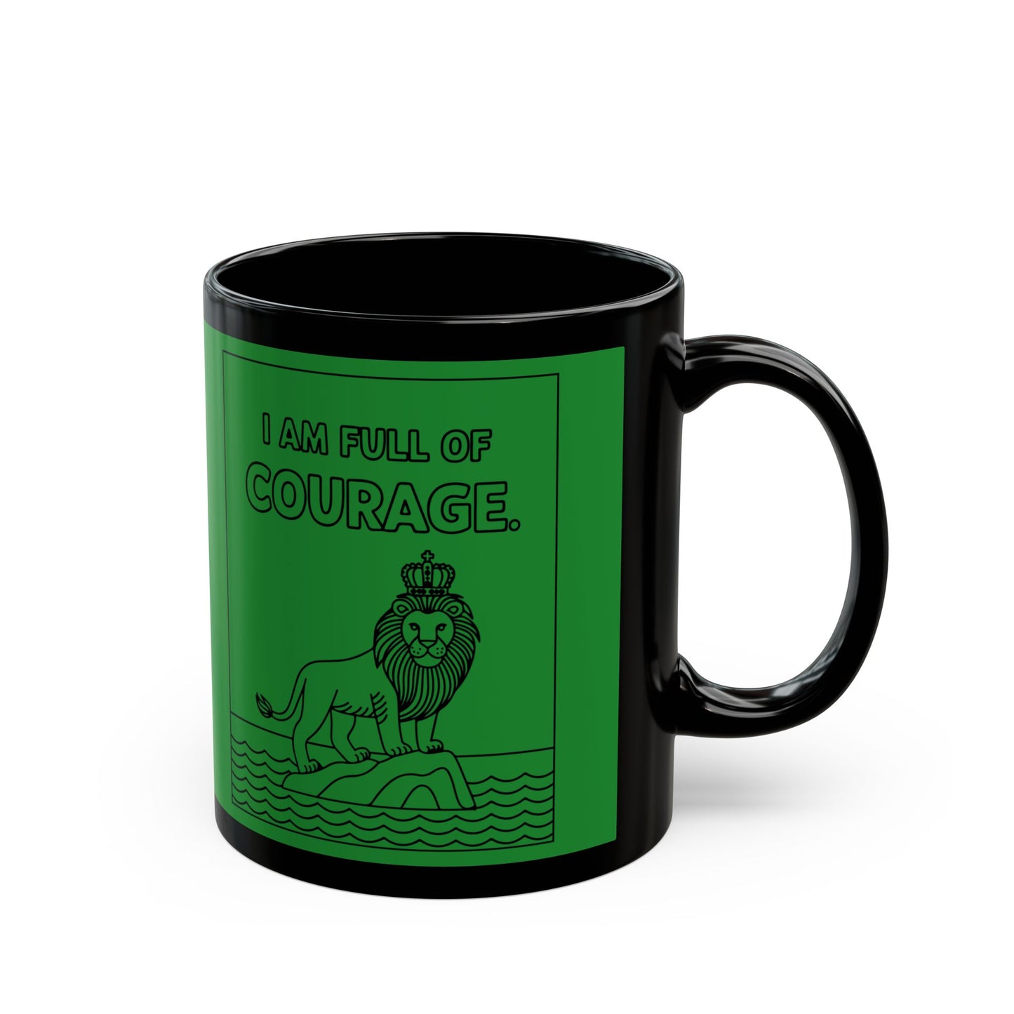 Green Full of Courage Lion Affirmation Mug