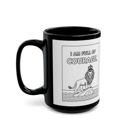 White Full of Courage Lion Affirmation Mug