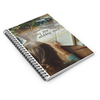Reflection Journal Spiral Notebook — "A Quiet Moment to Honor Every Step of Your Unfolding Story"