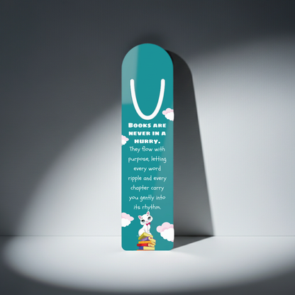 Books Are Never in a Hurry Aluminum Bookmark Elegant Minimalist Reading Accessory