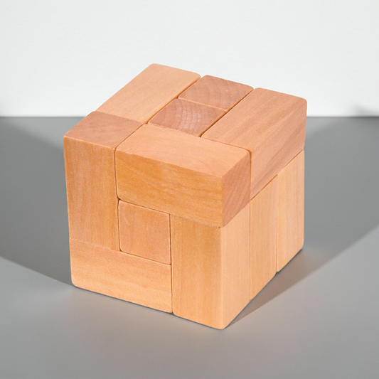 3D Wooden Puzzle Locked Cube Brain Teaser IQ Challenge for Kids Adults