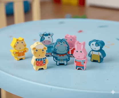 Montessori Wooden Lacing Toy Beads Set Educational Threading Toy for Kids