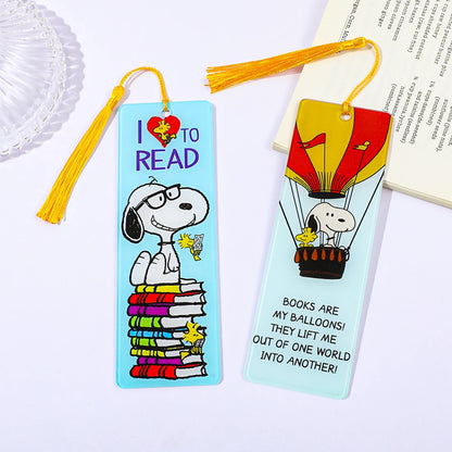 Cartoon Dog Metal Bookmark with Tassel – Cute Peanut Character Reading Tag