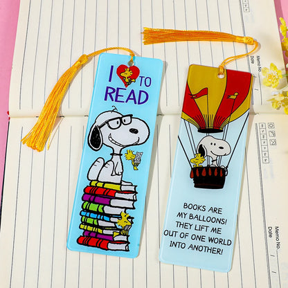 Cartoon Dog Metal Bookmark with Tassel – Cute Peanut Character Reading Tag