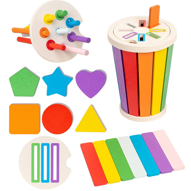 Wooden Color Classification Matching Toy for Kids – Montessori Shape and Math Learning Set