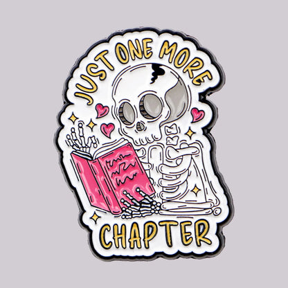 Skeleton Book Lover Enamel Pin Gothic Reader Lapel Brooch Backpack Accessory