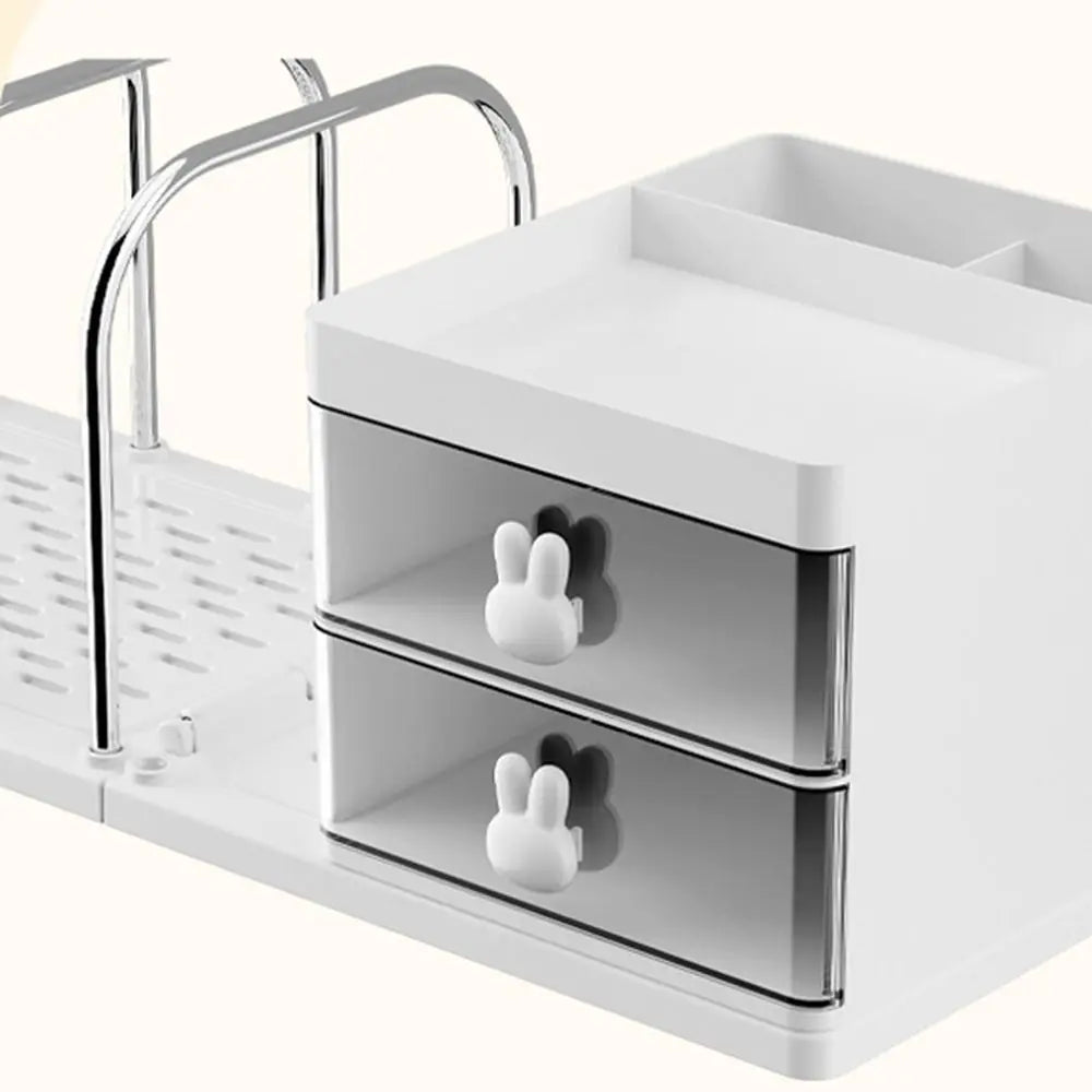 Six Grids Bookend Book Holder with Storage Box – Space-Saving Desk Organizer