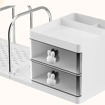 Six Grids Bookend Book Holder with Storage Box – Space-Saving Desk Organizer