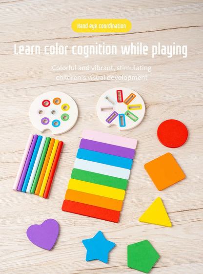 Wooden Color Classification Matching Toy for Kids – Montessori Shape and Math Learning Set