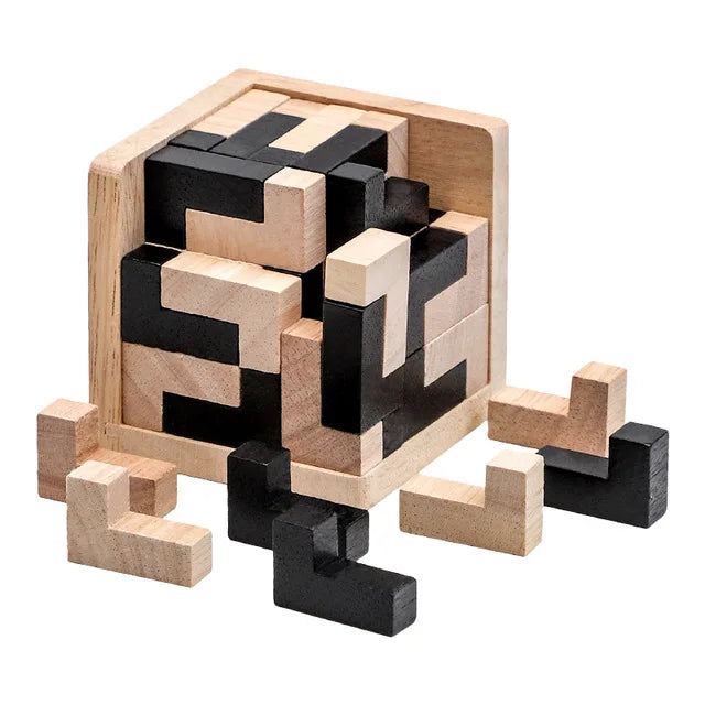 3D Luban Wooden Cube Puzzle – Brain Teaser for Children & Adults