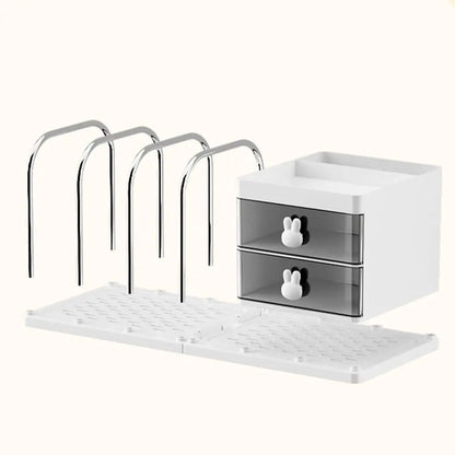 Six Grids Bookend Book Holder with Storage Box – Space-Saving Desk Organizer