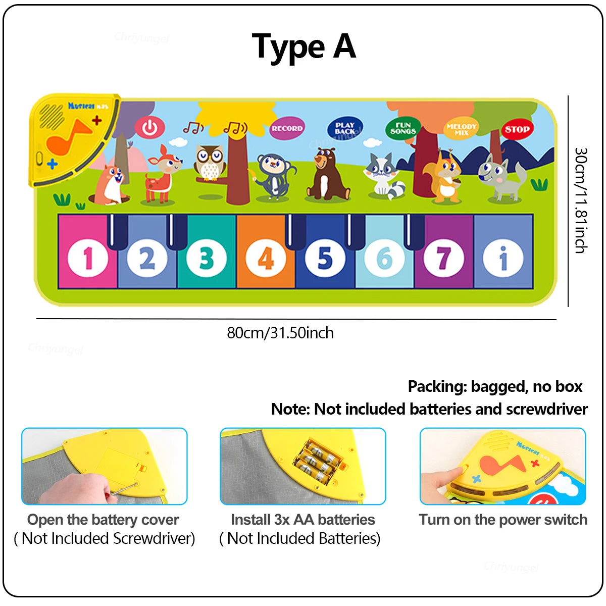 Kids Piano Floor Mat Musical Keyboard Dance Play Mat for Toddlers