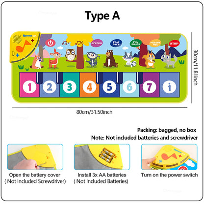 Kids Piano Floor Mat Musical Keyboard Dance Play Mat for Toddlers