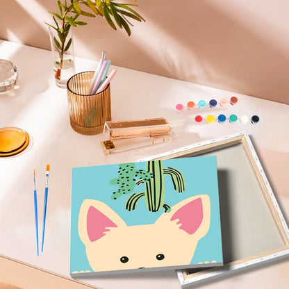 Paint‑By‑Numbers Canvas – Cute Cartoon Animals (20×20cm)