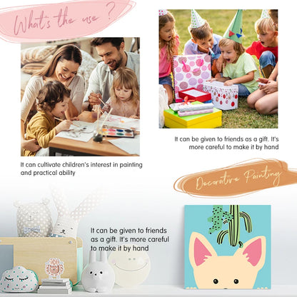 Paint‑By‑Numbers Canvas – Cute Cartoon Animals (20×20cm)