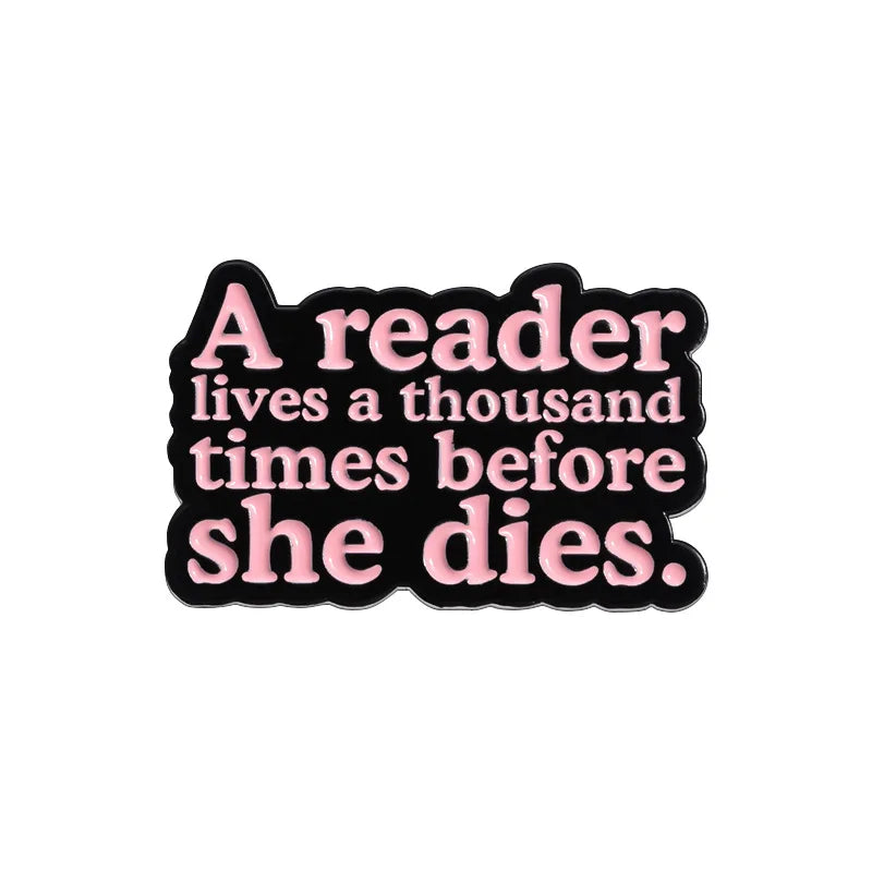 Text Series Enamel Pin Set for Book Lovers Reading Brooch Lapel and Backpack Accessories