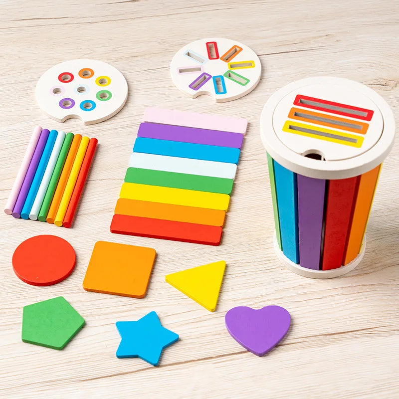 Wooden Color Classification Matching Toy for Kids – Montessori Shape and Math Learning Set