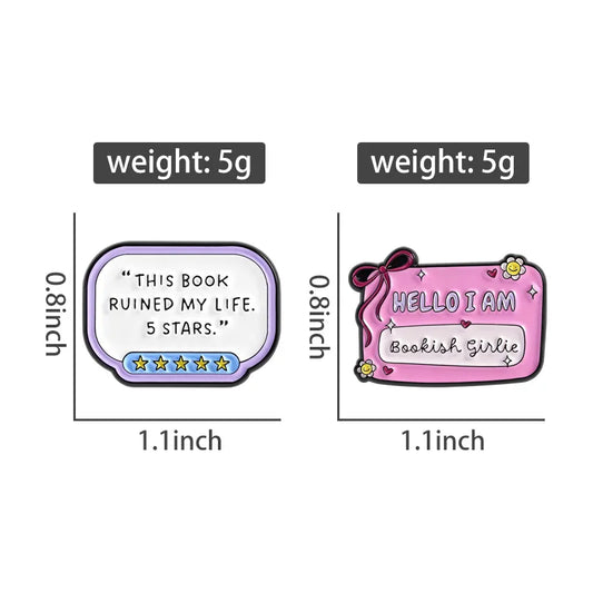 Bookish Girlie Enamel Pin – “This Book Ruined My Life” Book Brooch