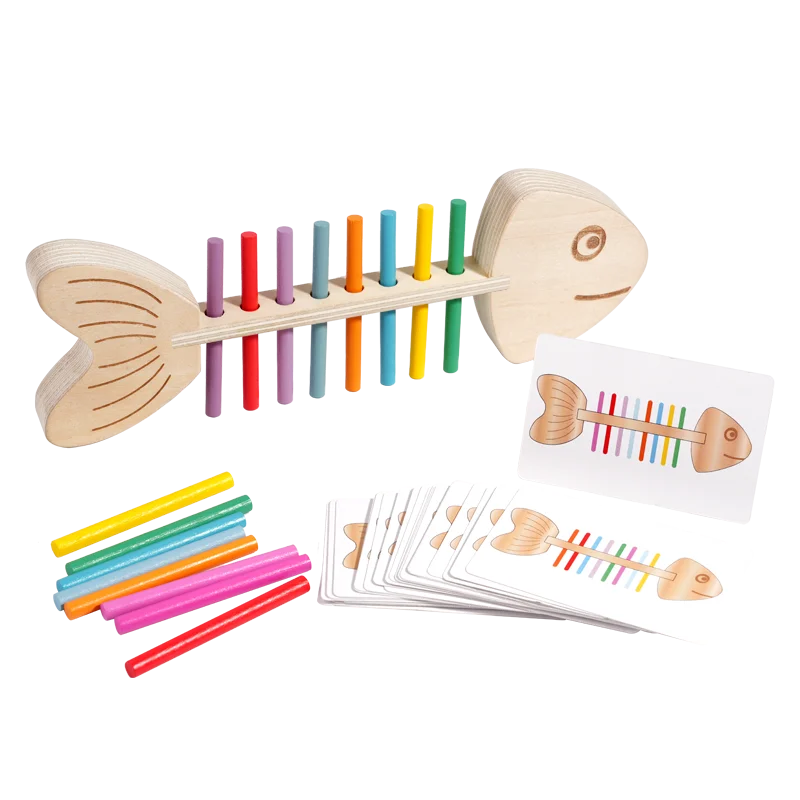 Fish Bone Montessori Balance Game for Kids – Wooden Early Learning Toy for Hand-Eye Coordination