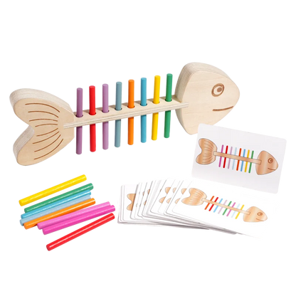 Fish Bone Montessori Balance Game for Kids – Wooden Early Learning Toy for Hand-Eye Coordination