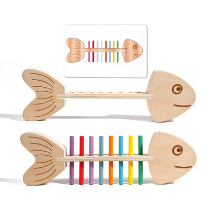 Fish Bone Montessori Balance Game for Kids – Wooden Early Learning Toy for Hand-Eye Coordination