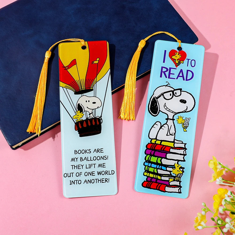 Cartoon Dog Metal Bookmark with Tassel – Cute Peanut Character Reading Tag