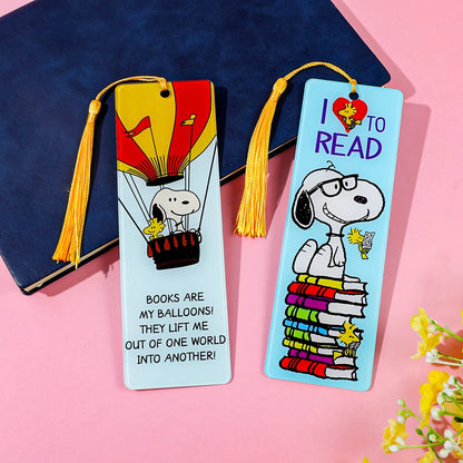 Cartoon Dog Metal Bookmark with Tassel – Cute Peanut Character Reading Tag