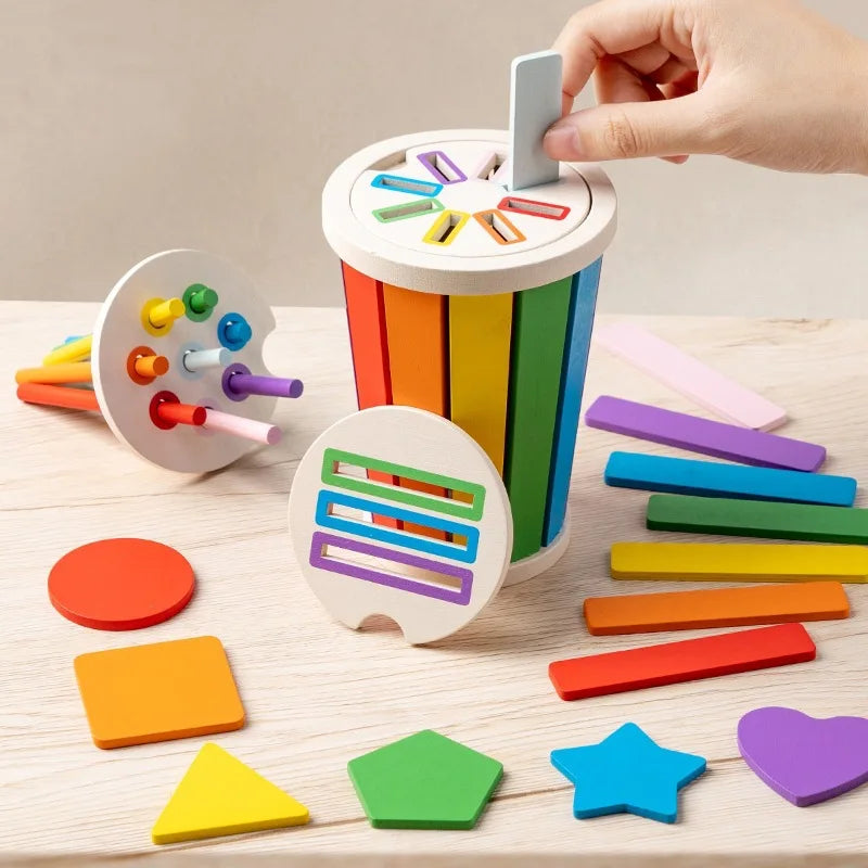 Wooden Color Classification Matching Toy for Kids – Montessori Shape and Math Learning Set