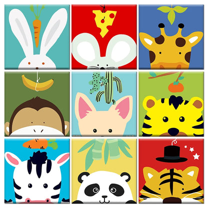 Paint‑By‑Numbers Canvas – Cute Cartoon Animals (20×20cm)