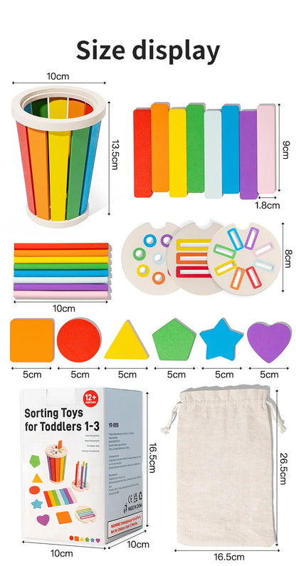 Wooden Color Classification Matching Toy for Kids – Montessori Shape and Math Learning Set