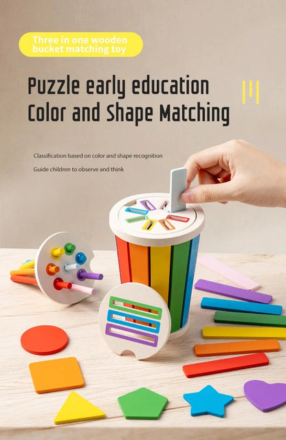 Wooden Color Classification Matching Toy for Kids – Montessori Shape and Math Learning Set