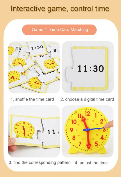 Montessori Wooden Clock Puzzle – Time Learning Toy for Kids Ages 3+