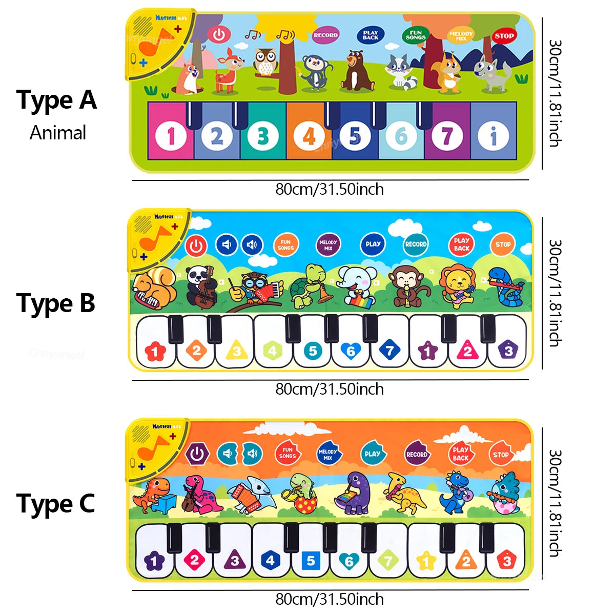 Kids Piano Floor Mat Musical Keyboard Dance Play Mat for Toddlers