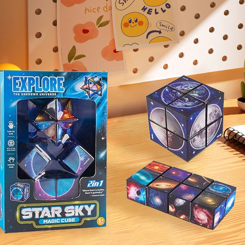 2n1 3D Galaxy Transforming Educational Anti Stress Toy for Kids and Adults