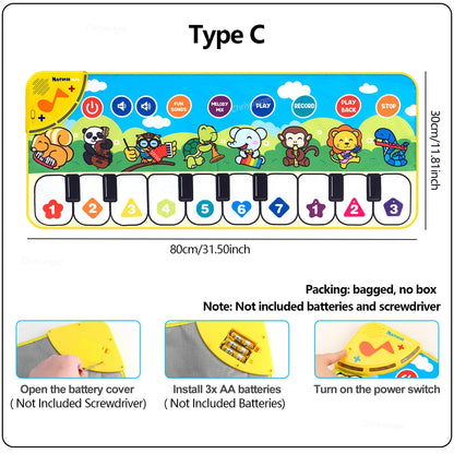 Kids Piano Floor Mat Musical Keyboard Dance Play Mat for Toddlers