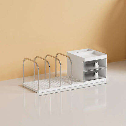 Six Grids Bookend Book Holder with Storage Box – Space-Saving Desk Organizer