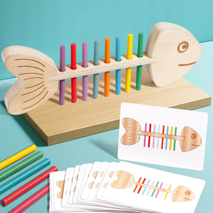 Fish Bone Montessori Balance Game for Kids – Wooden Early Learning Toy for Hand-Eye Coordination