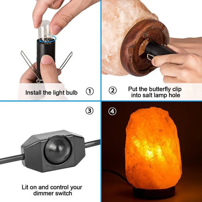 Salt Lamp Cord and Bulb with Dimmer Switch