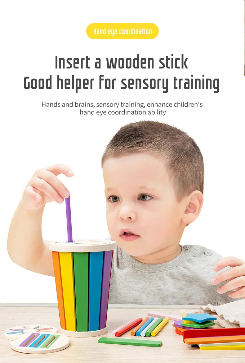 Wooden Color Classification Matching Toy for Kids – Montessori Shape and Math Learning Set