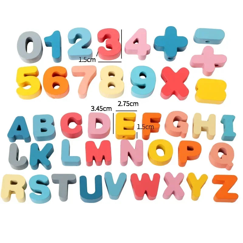 Montessori Wooden Lacing Toy Beads Set Educational Threading Toy for Kids