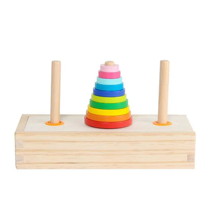 Interactive Wooden Montessori Tower Game for Kids – Colorful Hanoi Balance Toy
